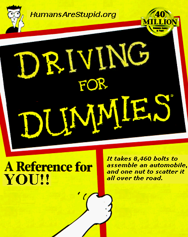 [Driving for Dummies book cover parody]